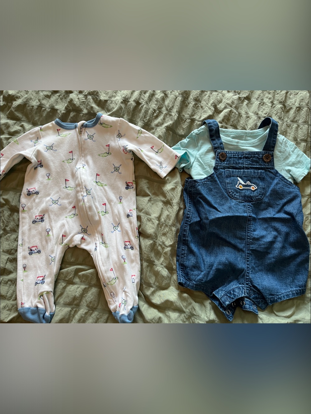 3 Month Baby Boy Bundle - Golf Sleeper & Car Overall Outfit